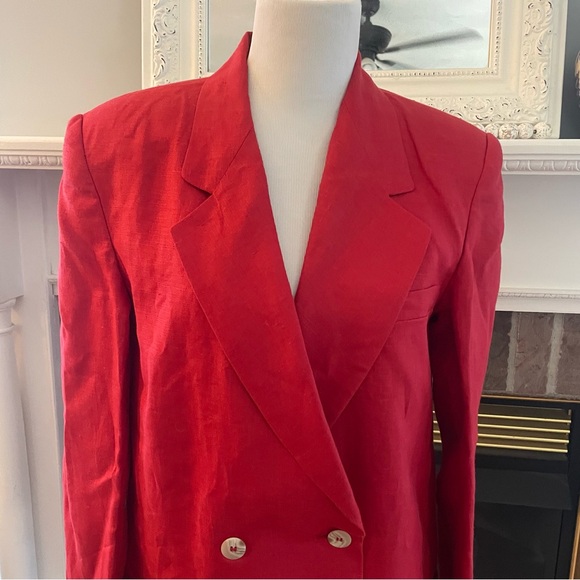 International Scene Red Linen Blazer Boxy Size 8 1980’s Made in Russia - Picture 4 of 12